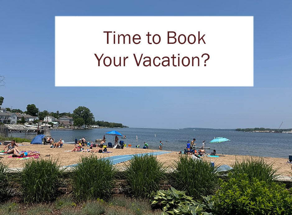 beach scenes with caption, time to book your vacation?